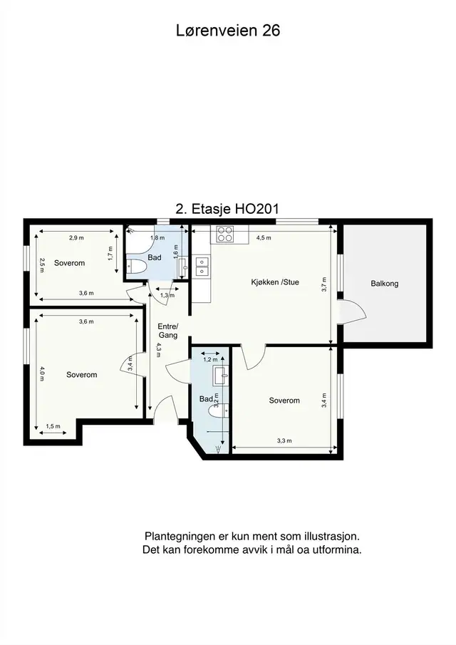 Planløsning - Leiligheten fremstår som svært lys og luftig, har en fleksibel planløsning med stort potensiale og mange muligheter.