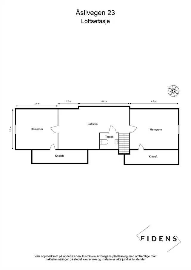 Plantegning loftetasje/hems